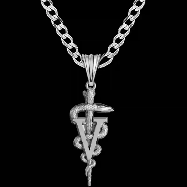 Our Veterinary Caduceus Pendant crafted in Solid Sterling Silver are the perfect luxurious gift and a bold eye-catching addition to any wardrobe.